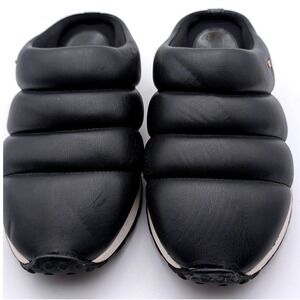 Michael Kors Bodie Puffer Mules Black Quilted Slip On Slides Gold Logo 9.5M